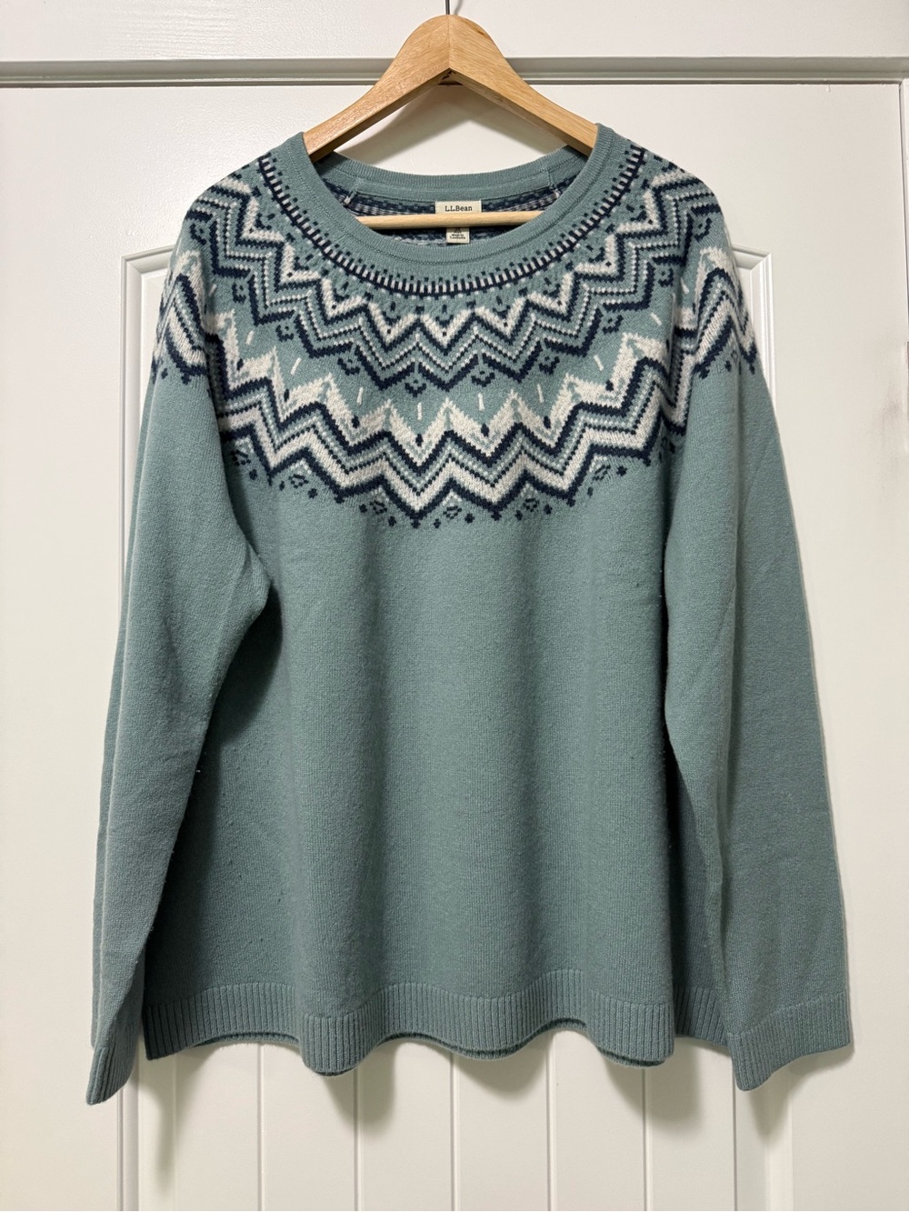 L.L.Bean Classic Cashmere Sweater, Crewneck Fair Isle 3X